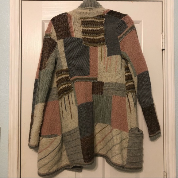 Anthropologie Sleeping On Snow Patch Knit Color-block Wool Blend Cardigan - Picture 7 of 7